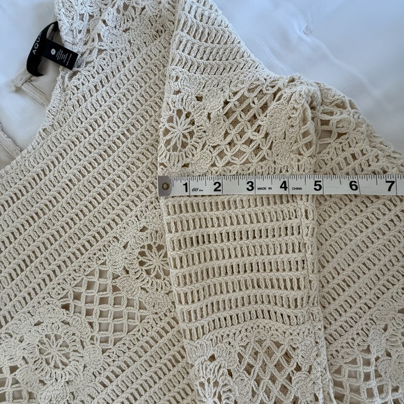 Bloomingdale’s AQUA 2 Piece Set Crochet Lace Top & Skirt Cream Outfit S/M - Picture 6 of 16